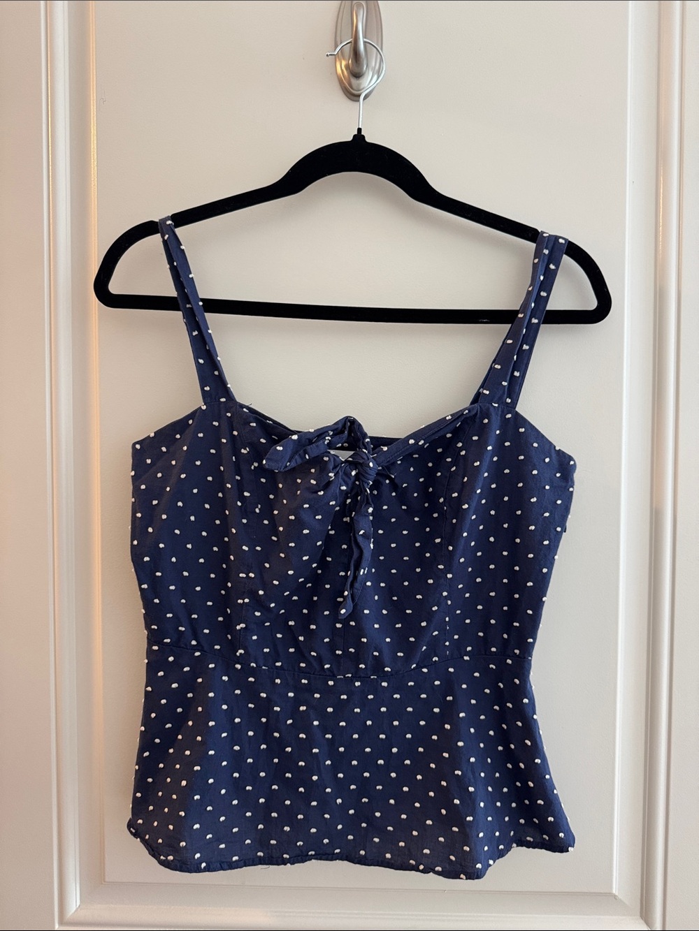 Amour Vert Navy Polka Dot Tie-Front Camisole